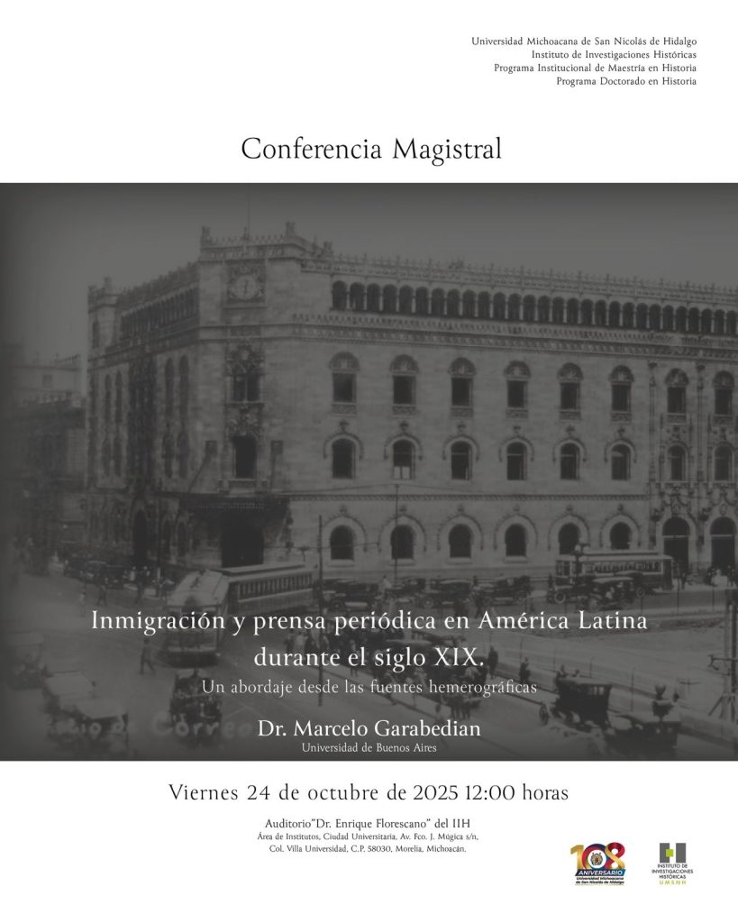 Anuncio Conferencia IIH-UMSNH
24 octubre 2025, 12:00hrs.